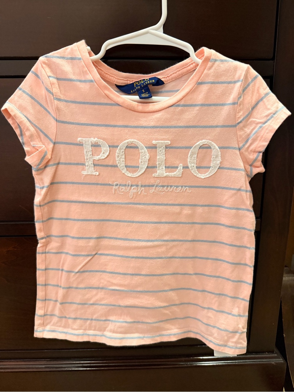 Polo by Ralph Lauren Peach Striped Logo Tee